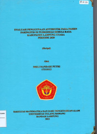Image of Evaluasi penggunaan antibiotik pada pasien faringitis di puskesmas semuli raya Kabupaten Lampung Utara periode 2020